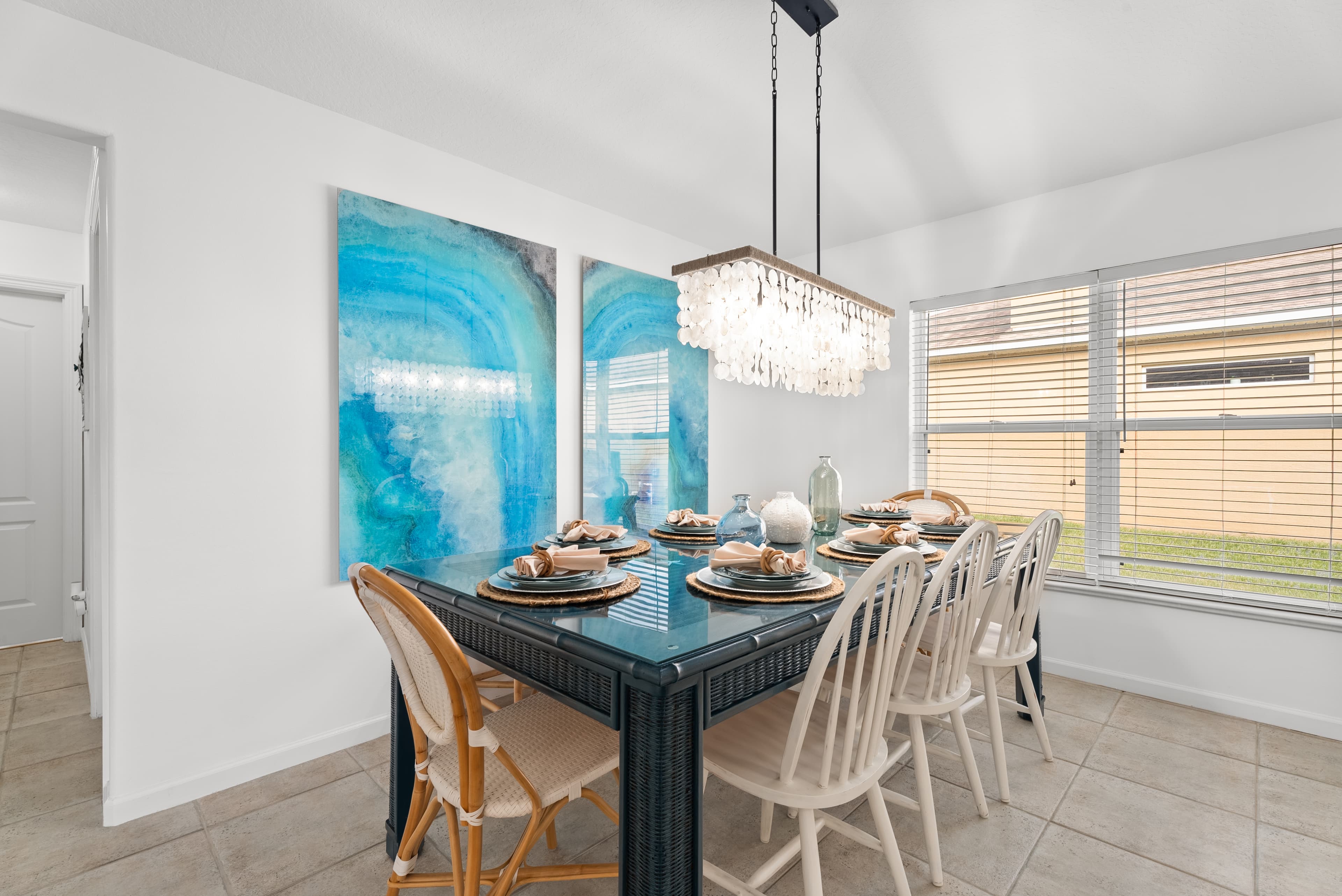 Elegant dining table seating for 8 guests