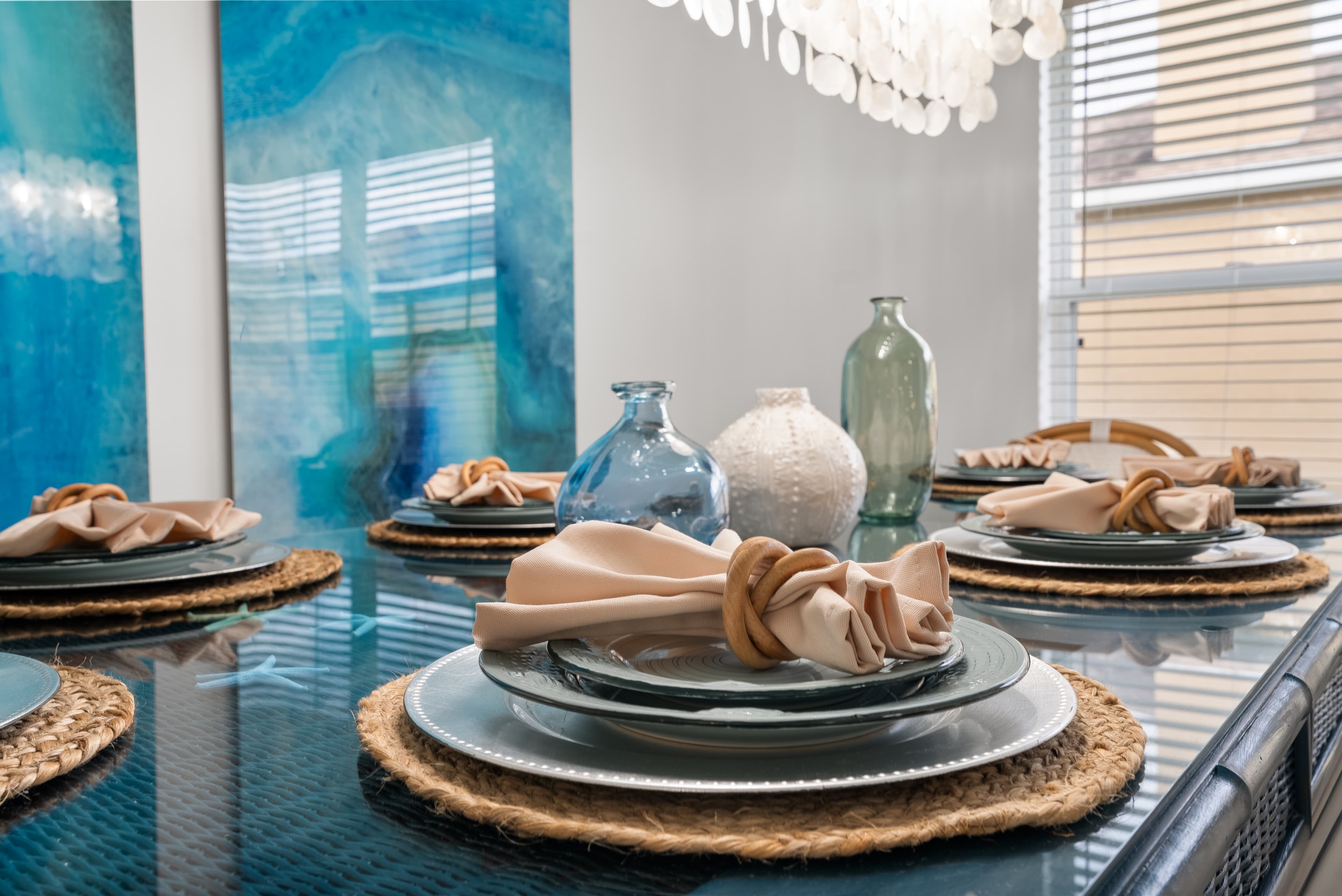 Open concept dining area with modern decor