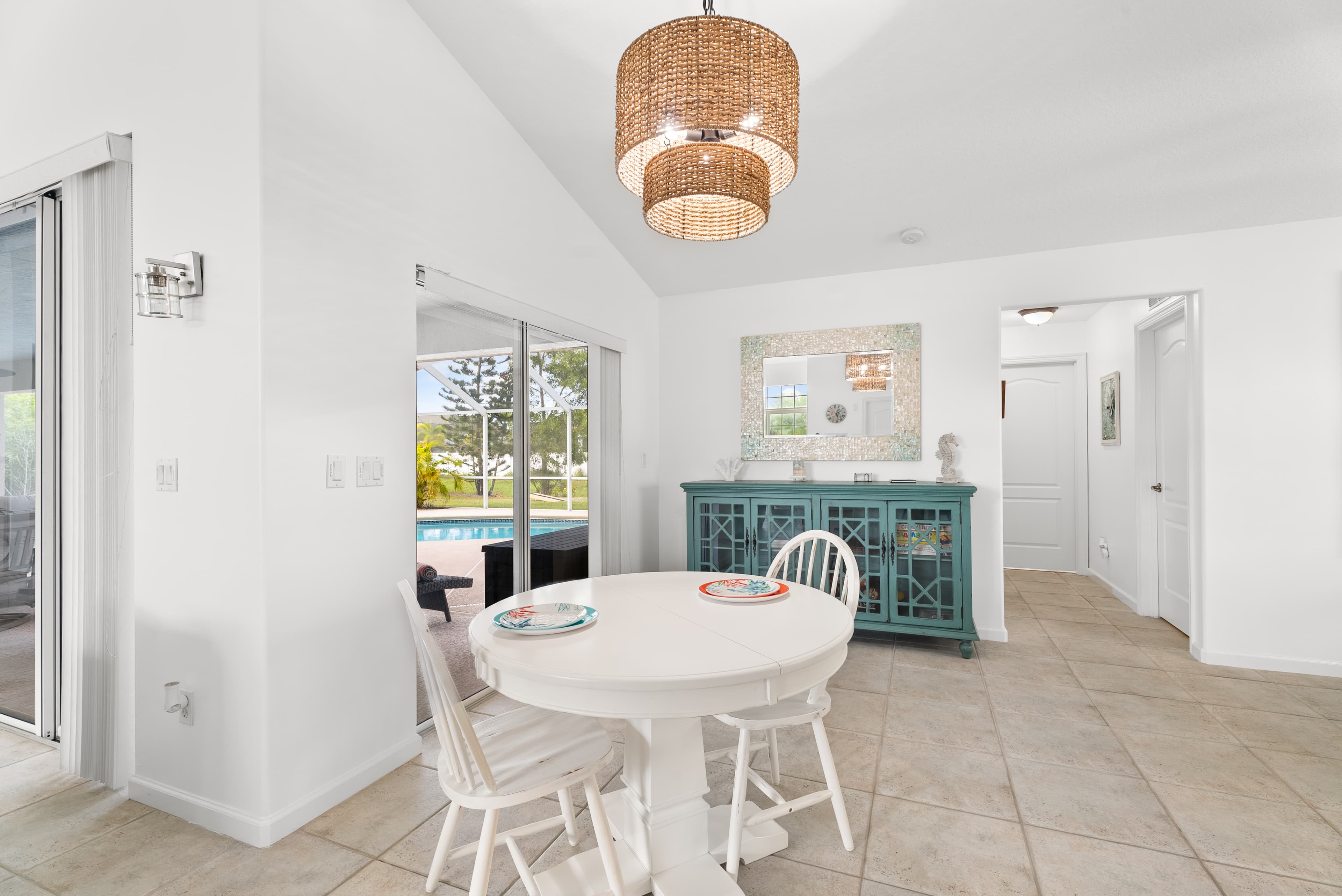Child-friendly dining table and seating area