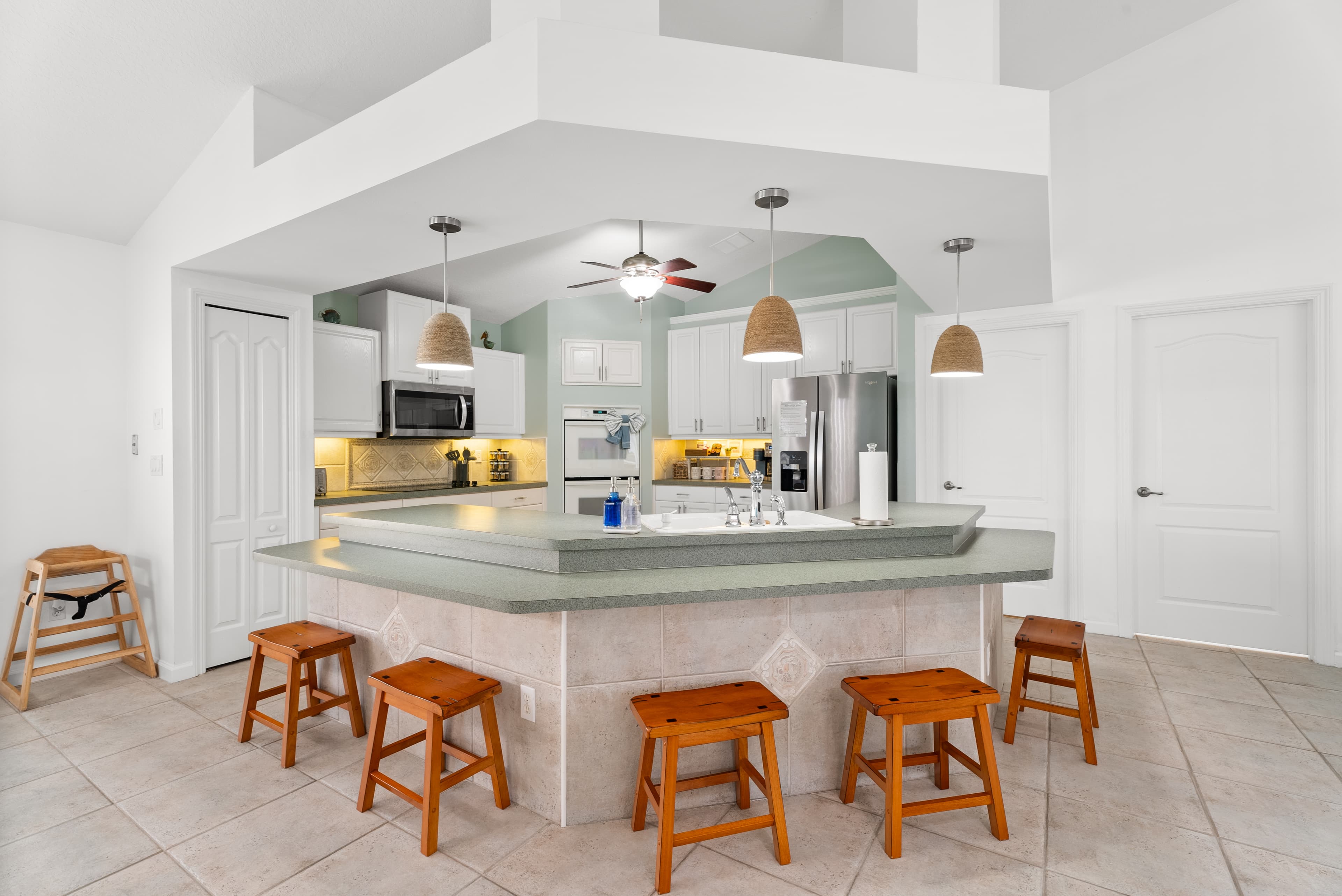 Kitchen with stainless steel appliances