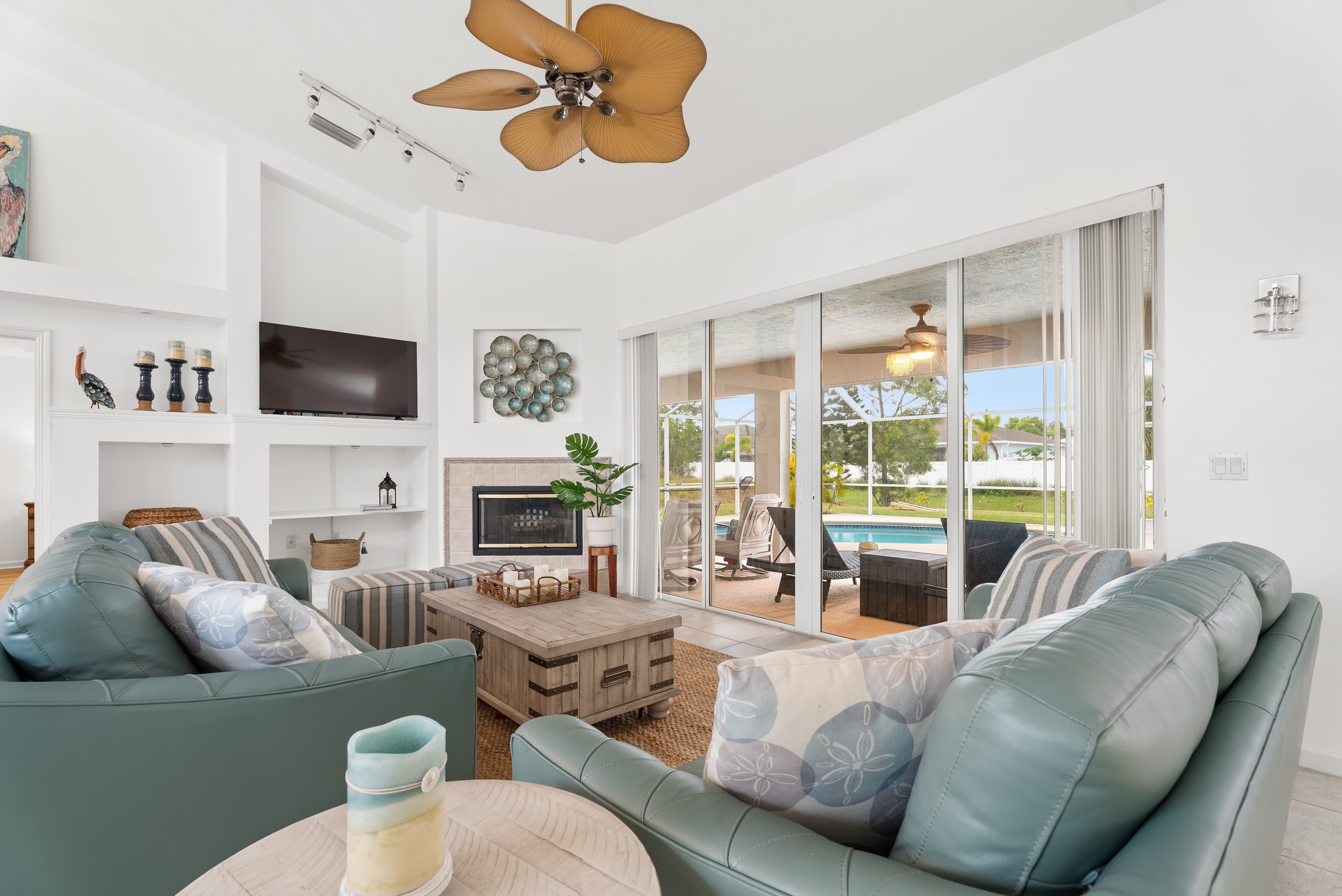 Comfortable living room with large TV